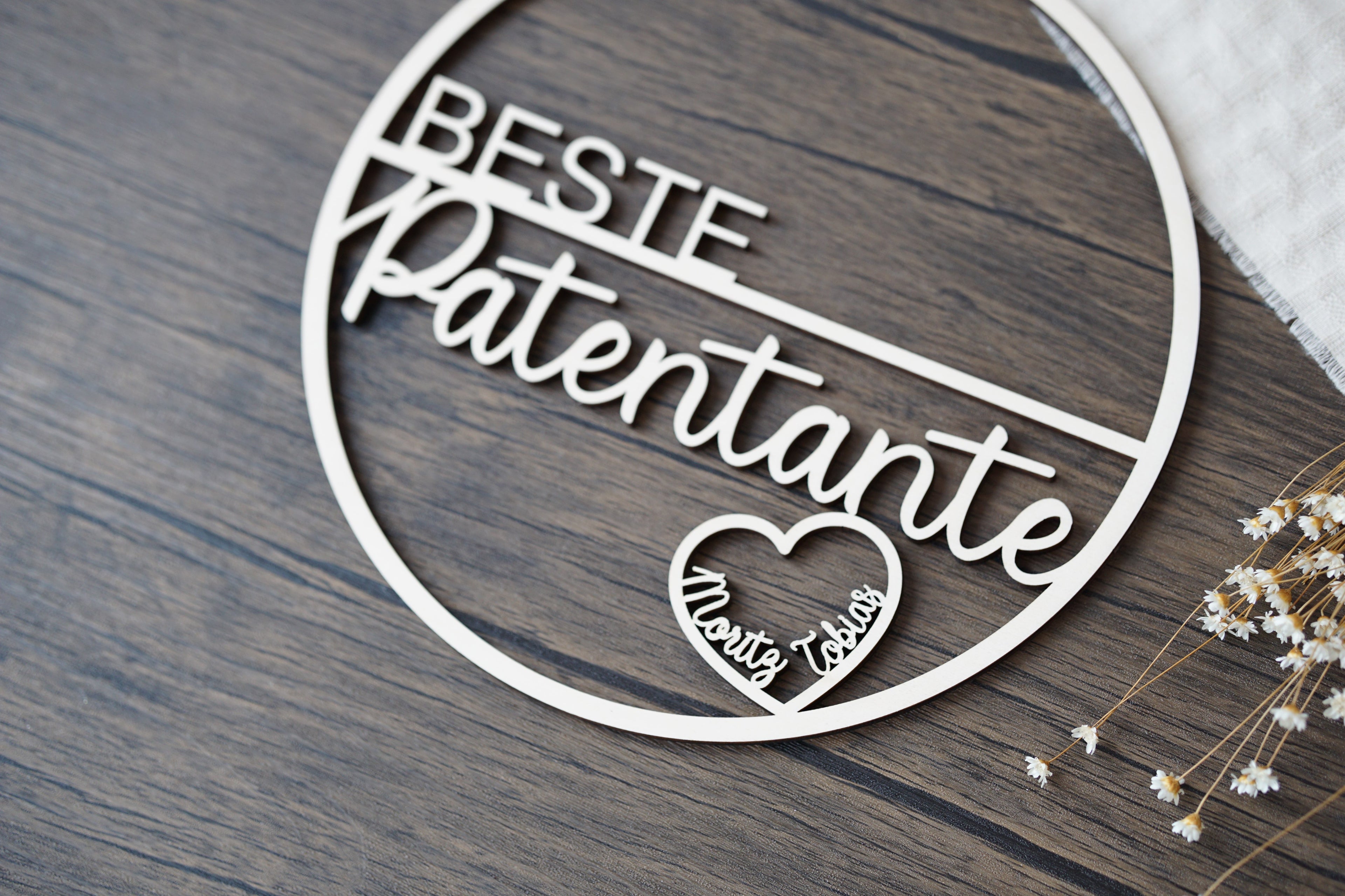 Holzschild Patentante Patenonkel