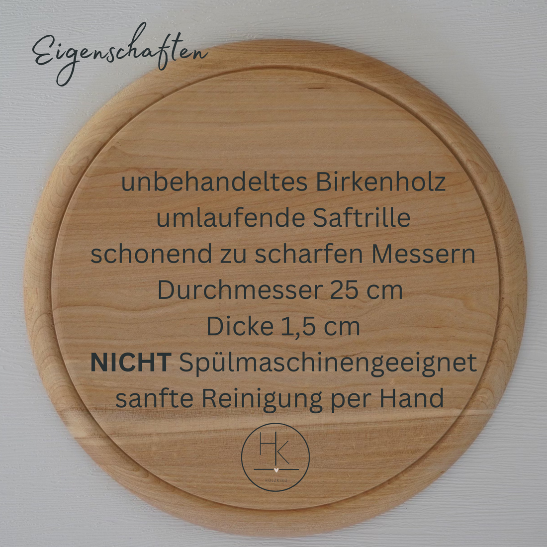 Brotzeitbrett rund personalisiert mit Affe 25 cm - HOLZKINO