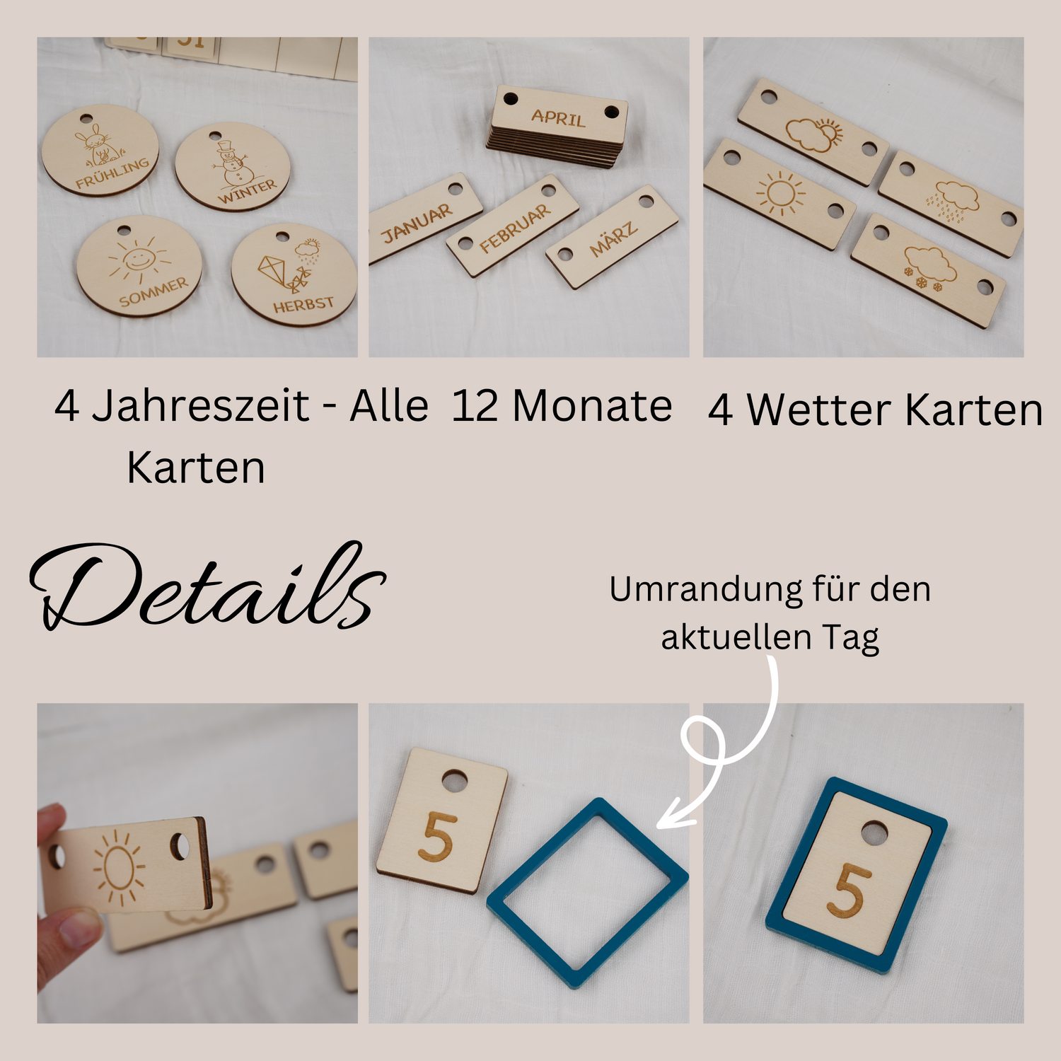 Unendlichkeits Kalender Montessori I Holzkalender I Kinderkalender I Kindergarten und Schulanfang - HOLZKINO