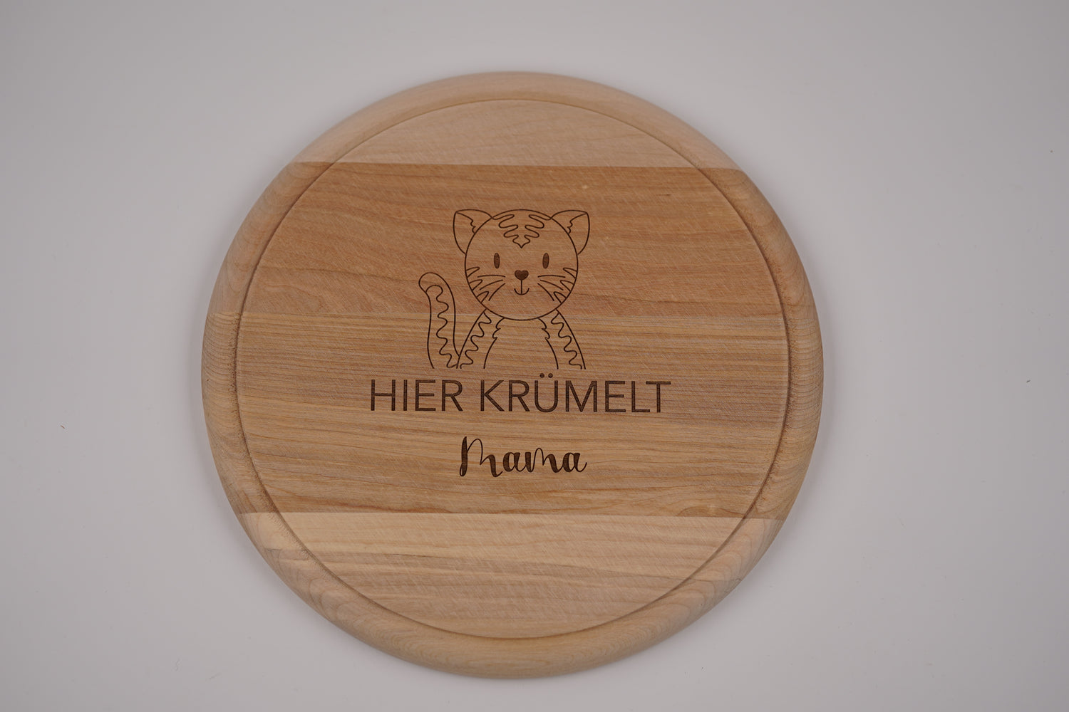 Brotzeitbrett rund personalisiert ,,Gravur Katze&