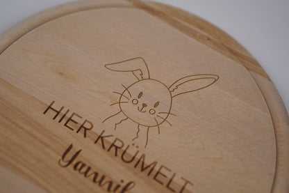 Brotzeitbrett rund personalisiert ,,Gravur Hase&