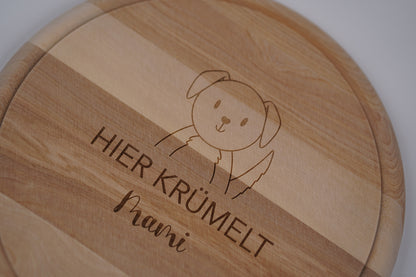 Brotzeitbrett rund personalisiert ,,Gravur Hund&