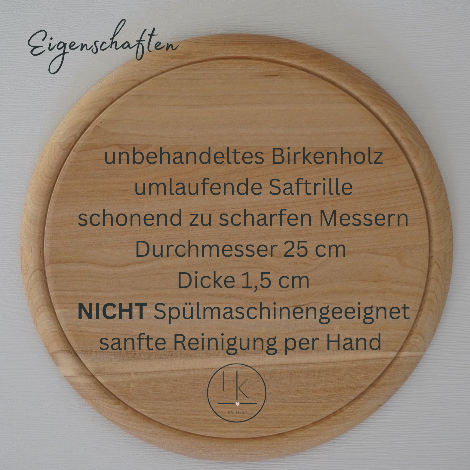 Brotzeitbrett rund personalisiert mit Igel 25 cm - HOLZKINO