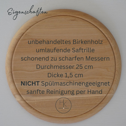 Brotzeitbrett rund personalisiert mit Löwe 25 cm - HOLZKINO