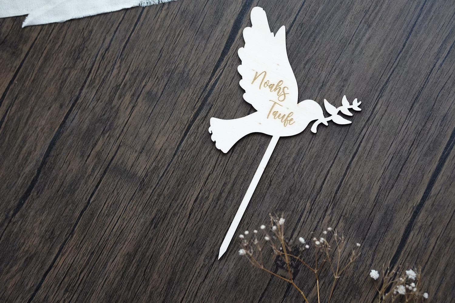 Cake Topper Taufe Taube mit Namen personalisiert