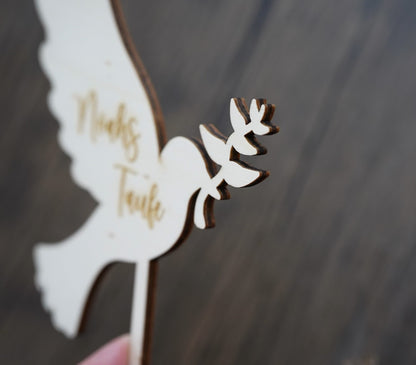 Cake Topper Taufe Taube mit Namen personalisiert